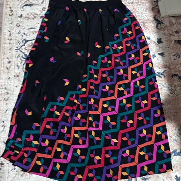 Vintage 80s UMI Geometric Patterned Black Skirt - Picture 1 of 4